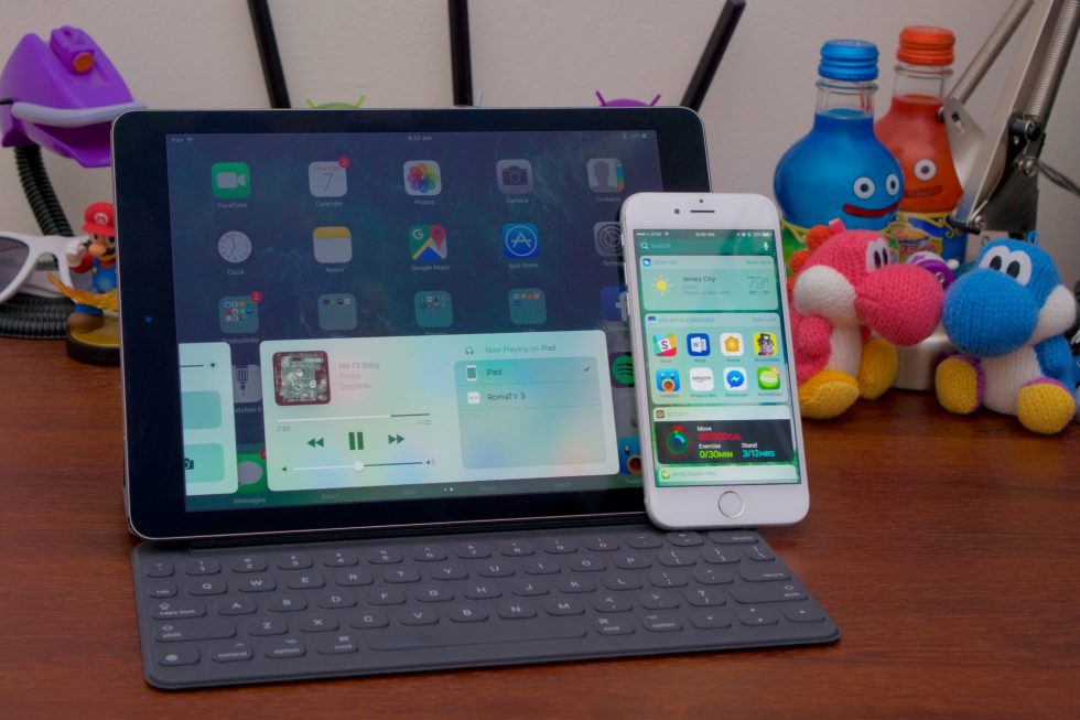 The iOS 10 beta on a 9.7-inch iPad Pro and an iPhone 6S.