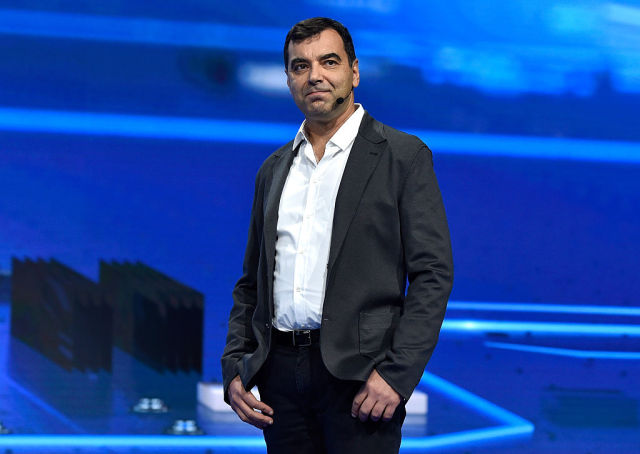 Mobileye Co-founder, CTO, and Chairman Amnon Shashua speaks at a Volkswagen press event at CES 2016.