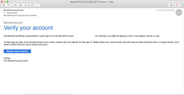 microsoft account security alert we think that someone
