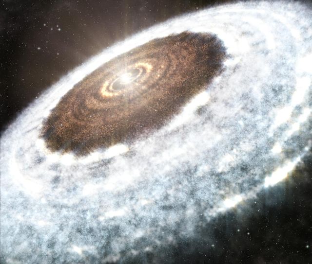 Artist's conception of the water snow line around V883 Orionis. 