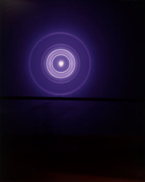 This work won't be found at the Newspace Center for Photography, but it's an example of Bolen's other science-focused work. This one is a print from a piece called Landscape Investigation #2. Color transparency film exposed to the Advanced Photon Source Beam at Argonne National Laboratory.