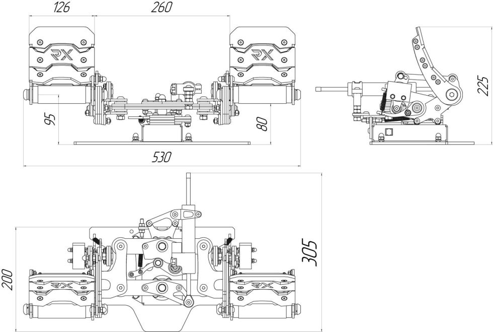 Slaw Device RX Viper pedal design diagram. Dimensions are in millimeters.