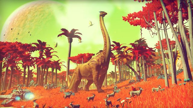 One of the earliest shots of <em>No Man's Sky</em>, from the game's first trailer, shows the promise of the game's procedural generation.