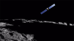 Artist's impression of the Dawn spacecraft over Ceres. 