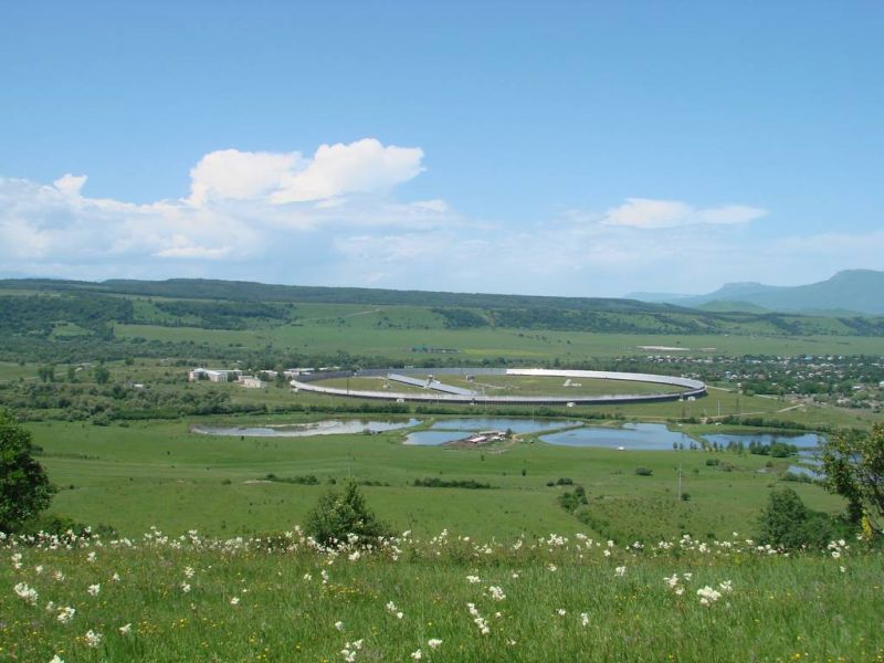 The RATAN-600 radio telescope, in Zelenchukskaya, Russia.