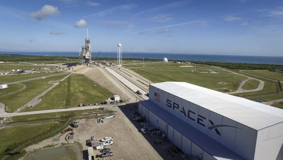 Launch Pad 39A at NASA's Kennedy Space Center in Florida undergoing modifications by SpaceX.