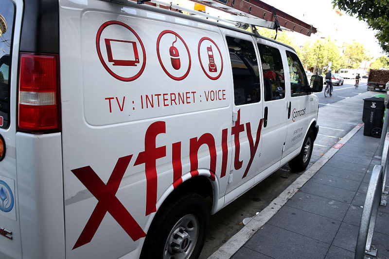 A Comcast service vehicle.