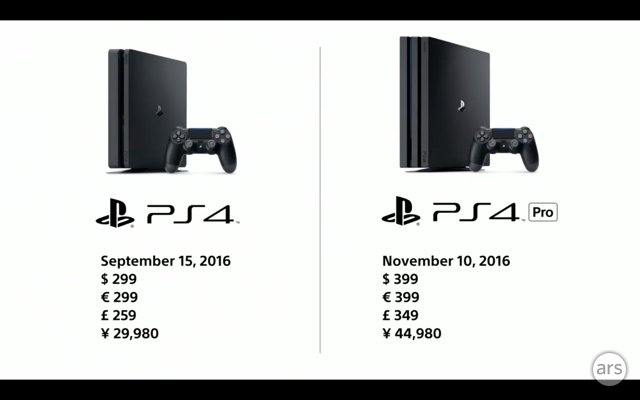 PS4 Slim and PS4 Pro price/release details.