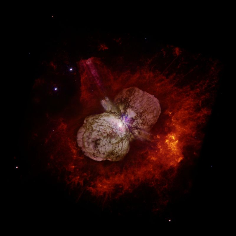 The two stars of Eta Carinae are embedded in the nebula they created.