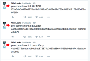 "Precommitment" posts from WikiLeaks.