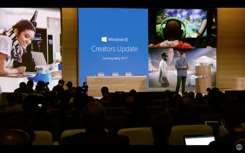 The announcement of the Creators Update in October 2016.