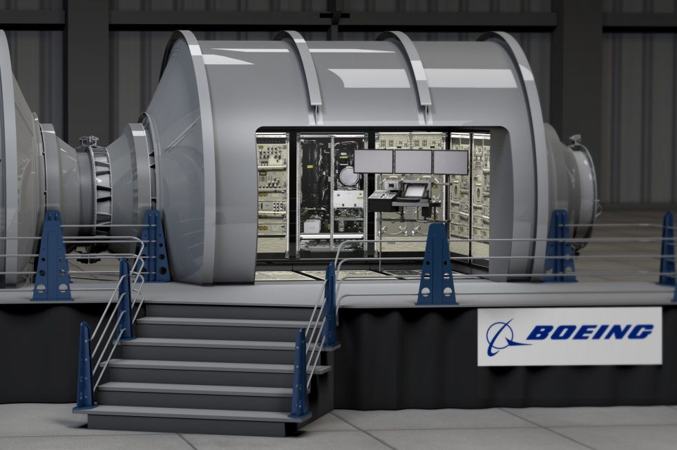 Boeing concept art for what the inside of its modular station might look like.