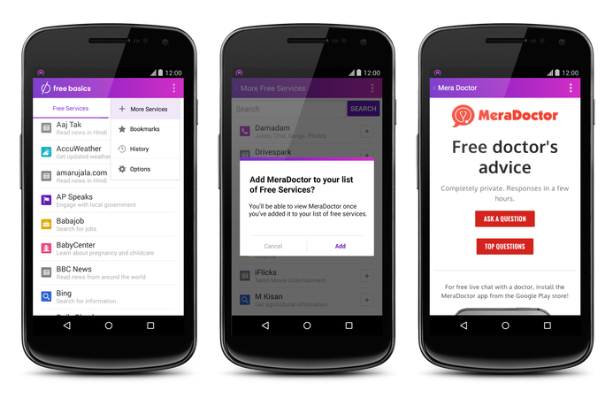 Facebook's Free Basics app for India, which was banned by the country's net neutrality rules.