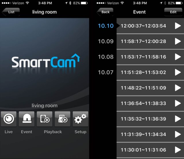 Samsung smartcam sale event recording