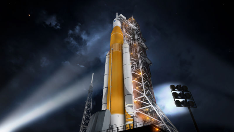 Artist's concept of the Space Launch System.