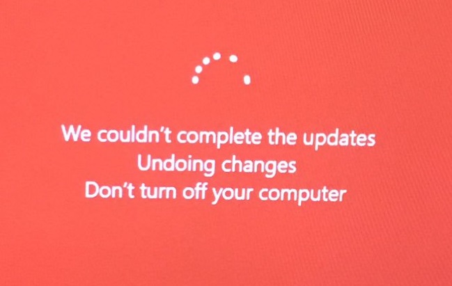 failed update screen