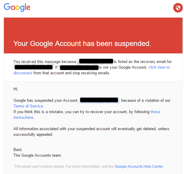 Does Google shut down accounts?