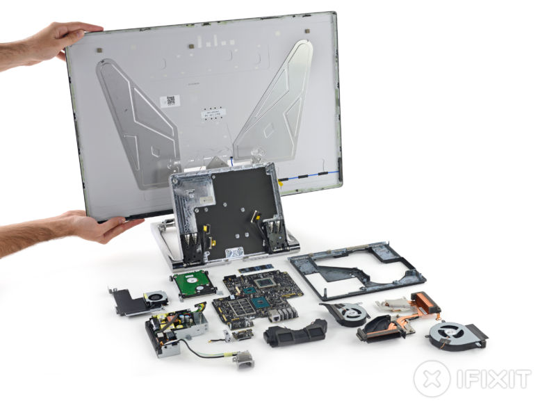 The guts of the Surface Studio laid out to examine.