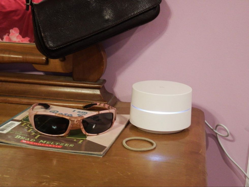 Why does that makeup jar have a glowing light and a power cord? … Oh. Hello, Google Wifi.