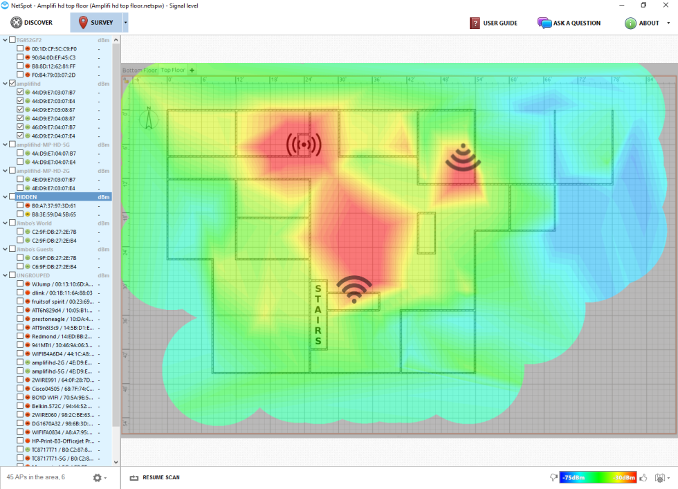 Amplifi HD, all three routers enabled. So much red! Looks like somebody’s getting invaded.