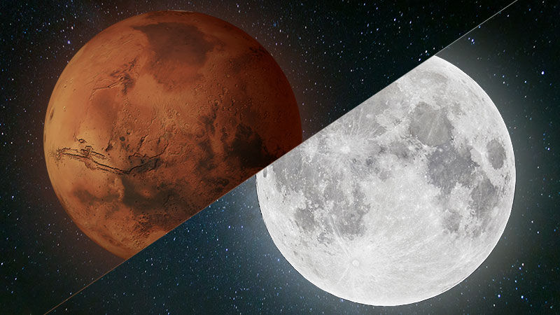 Image result for moon and mars