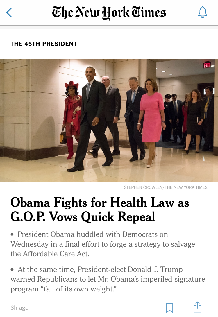 The iOS version of <em>The New York Times</em> app.