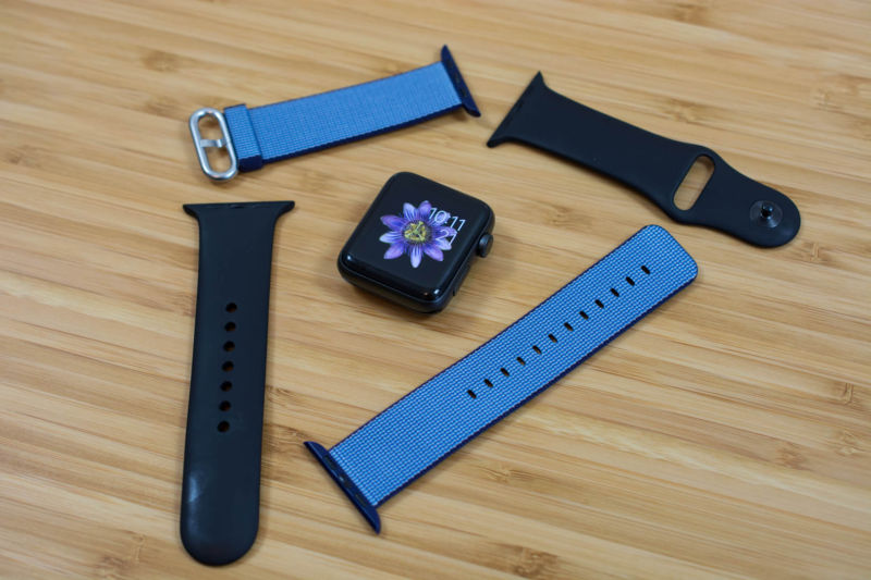 The Apple Watch Series 2 and some of its bands.