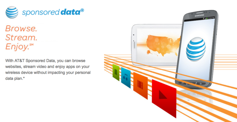 AT&T Sponsored Data charges companies for the right to offer Internet content without counting against mobile data caps.