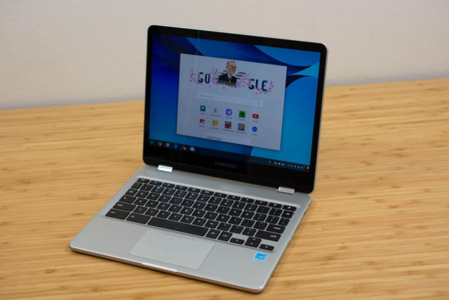This is technically a pre-production model of the Chromebook Pro; the finished product has a black finish.