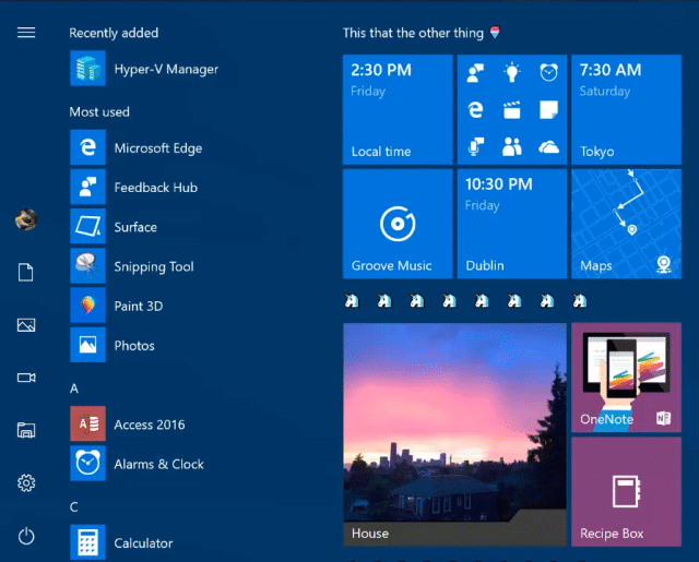 Folders in the Start menu.