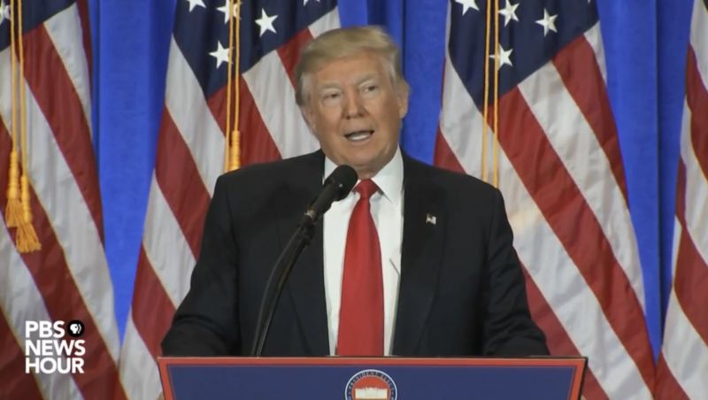 President-elect Donald Trump at his news conference on January 11, 2017.
