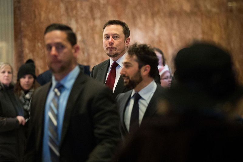 Elon Musk arrives at Trump Tower on January 6, 2017, in New York City.