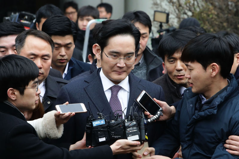 Samsung vice president Lee Jae-yong, seen here leaving a hearing in January 2017.