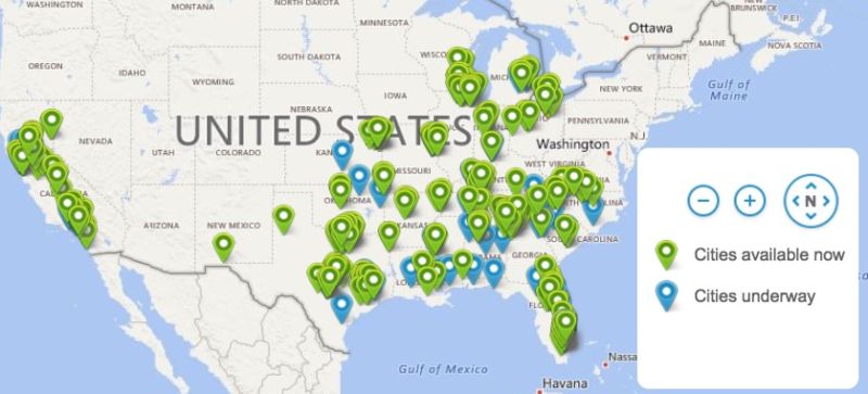 At T Broadband Coverage Map At&T Lights Up Gigabit Fiber In Five New Metro Areas | Ars Technica