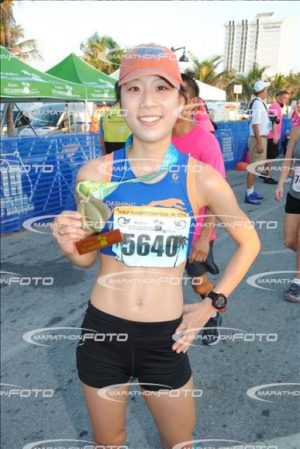 A higher-res version of this photo, zoomed in on the Garmin fitness tracker, was used to bust runner Jane Seo for an illegitimate half-marathon race time.