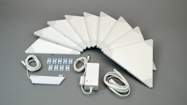 The Aurora "Smarter Kit" includes nine light panels, connectors, the controller unit, and a power supply.