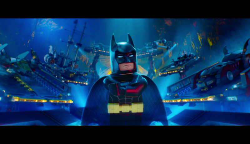 The LEGO version of Batman opts for Ben Affleck's glowing helmet and George Clooney's obvious belly.  (No LEGO nipples on the suit, if you're wondering.)