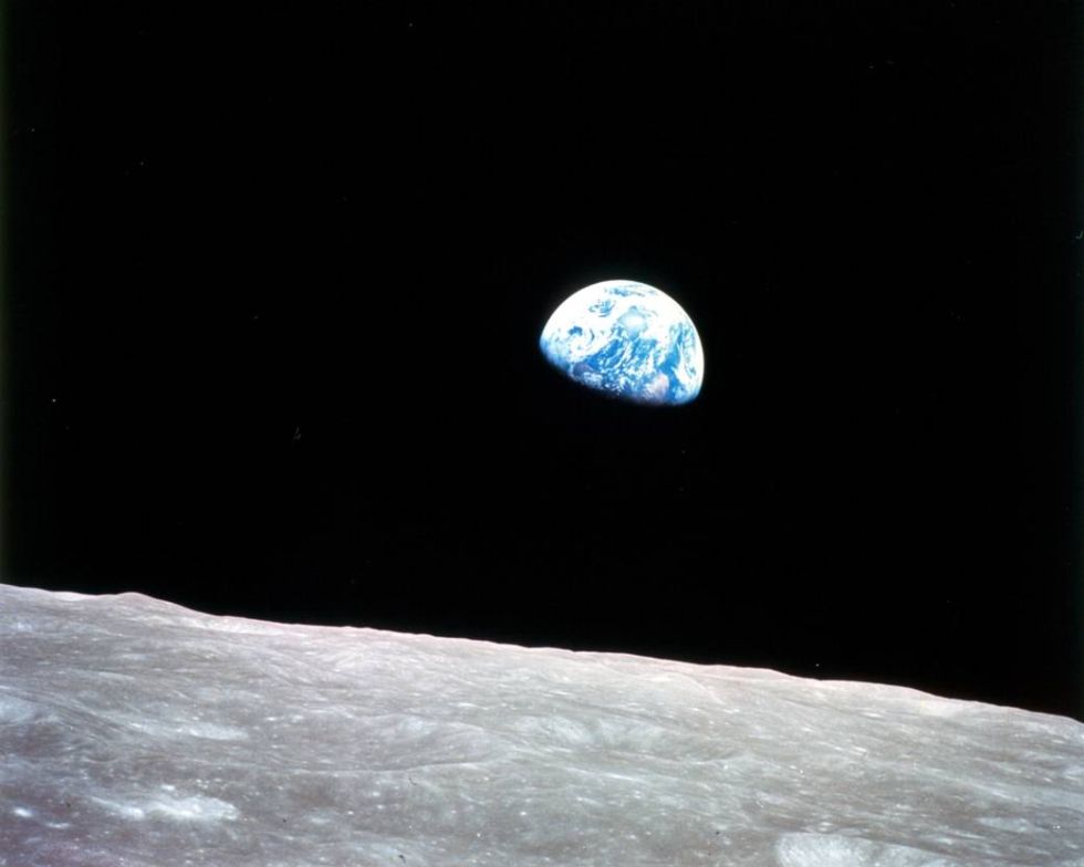 The iconic "Earth rise" image taken during the Apollo 8 mission. 