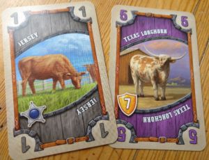 Collect various cattle cards to sell in Kansas City.  You start with worthless cards like the Jersey and work your way up to more valuable races like the Texas Longhorn.