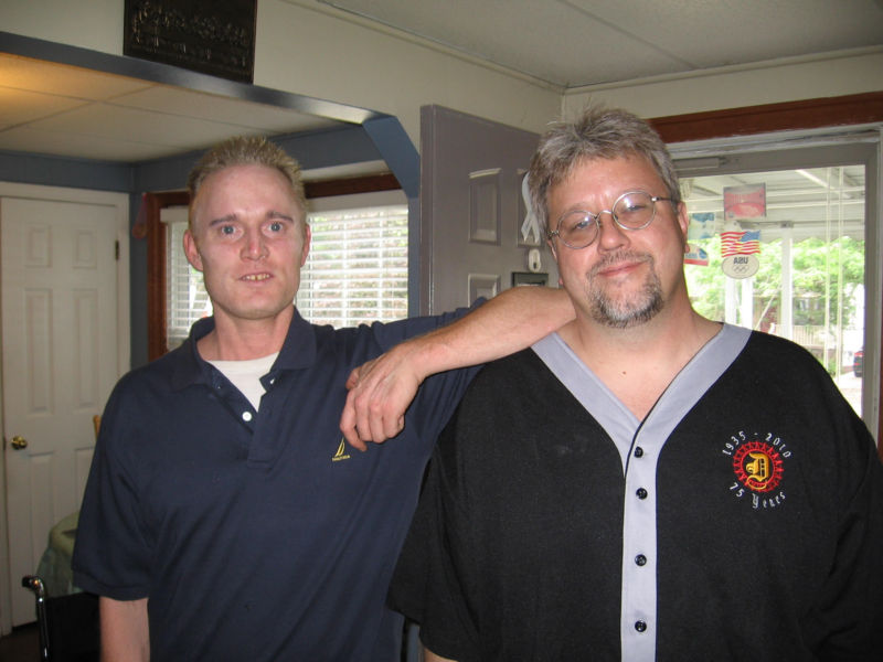David Charles Hahn (left), pictured here with his half brother Kevin Breeding, just months before his death in September 2016.