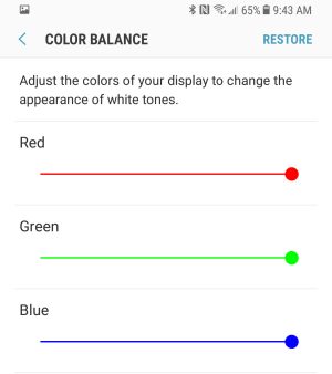 The Galaxy S8's existing white balance controls. 