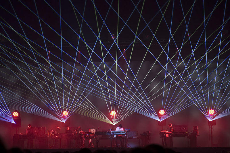 In the UK, Jean Michel Jarre performs on stage at NIA Arena on May 24, 2009.
