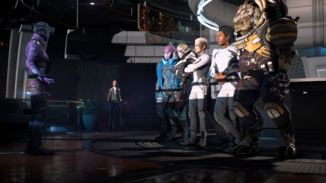 Peebee pitches "Asari, Not Sorry" to the crew. They are less than impressed.