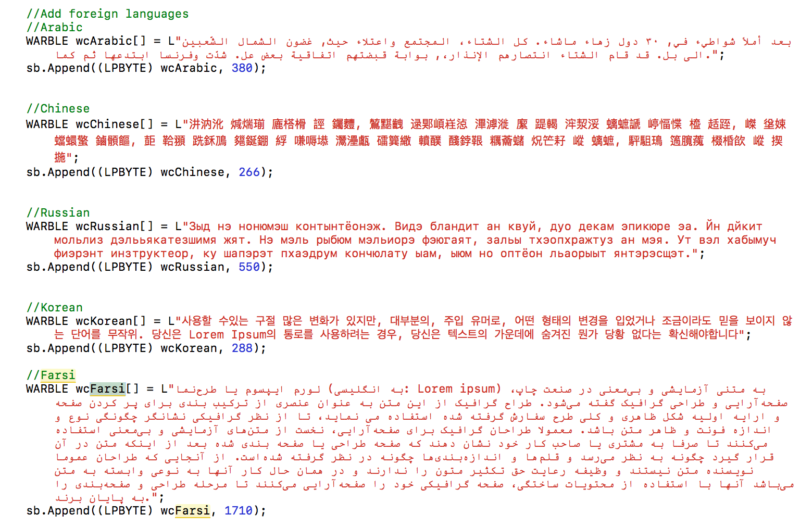 A screenshot of foreign language samples used by a CIA tool to hide the nation of origin of CIA code implants, leaked on Friday by WikiLeaks.