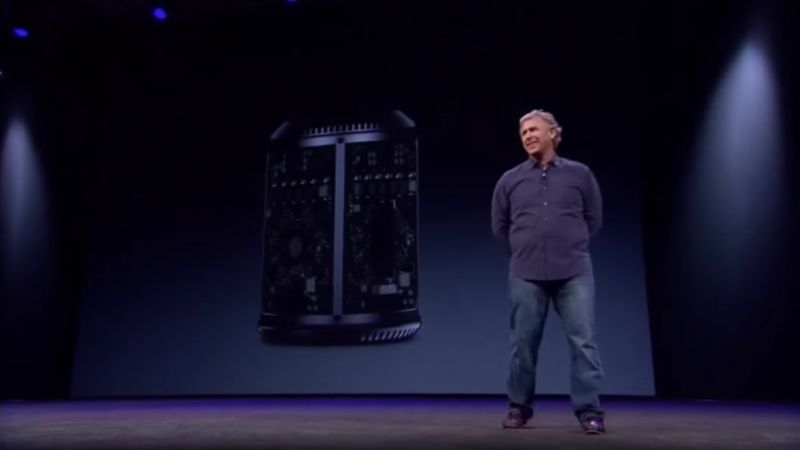 Apple's Phil Schiller takes the wraps off the new Mac Pro at WWDC in 2013.