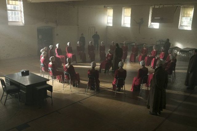 At a reeducation camp, the handmaids are taught that only the state can determine who they should have sex with.