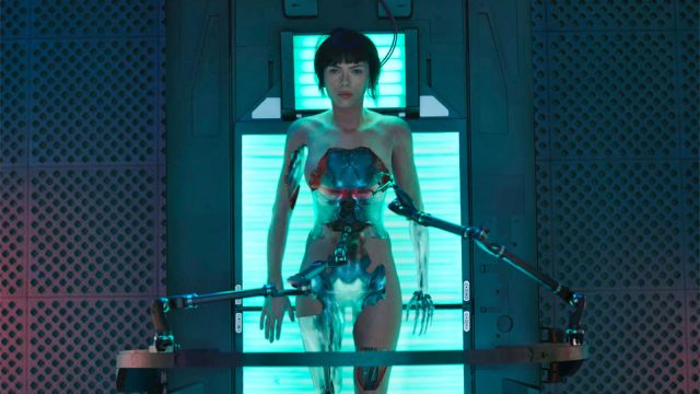 In the live-action movie, Mira Killian is a Caucasian cyborg implanted with the erased brain of a Japanese woman.