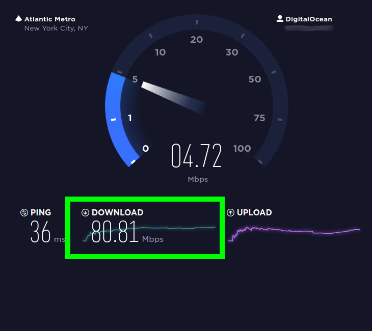 Il s'agit d'une course SpeedTest.net sur le homebrew, alimenté par un Celeron J1900, en utilisant la combinaison gentille et paranoïde d'AES-256-CBC / SHA512. Les résultats que vous