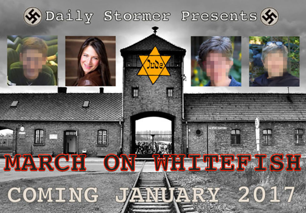 Graphic promoting the Daily Stormer's armed "March on Whitefish."
