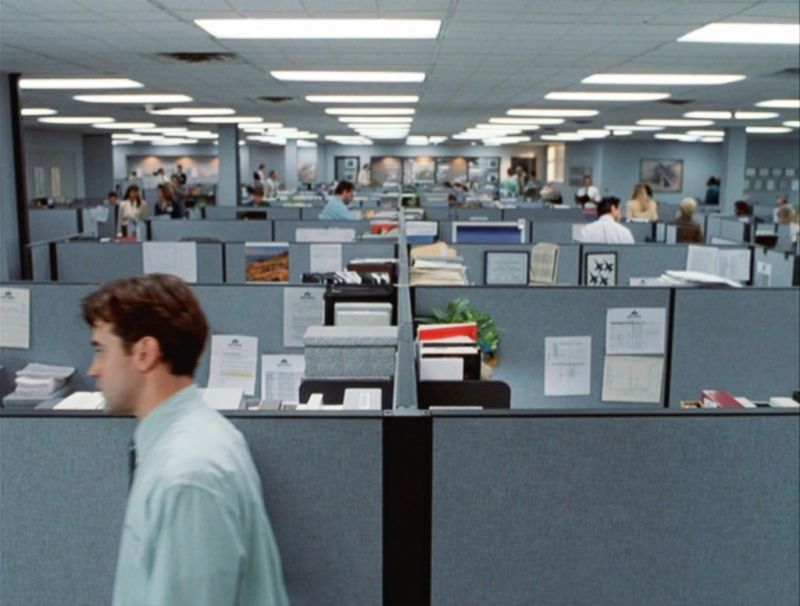 Many content moderators say they work in cubical farms like this one from <em>Office Space</em>.